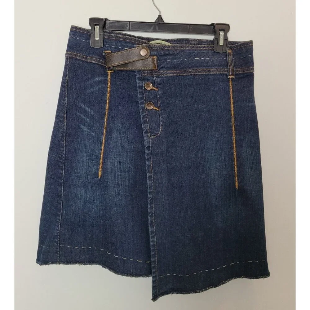 FABRIKA Woman Designer Dark Denim Knee Lenght Asimetric Pencil Skirt Size S - Picture 2 of 10